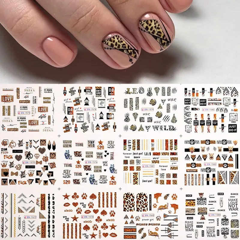 12pcs Valentines Manicures Love Letter Flower Sliders For Nails Inscriptions Nail Art Decoration Water Sticker Tips BN1489-1500