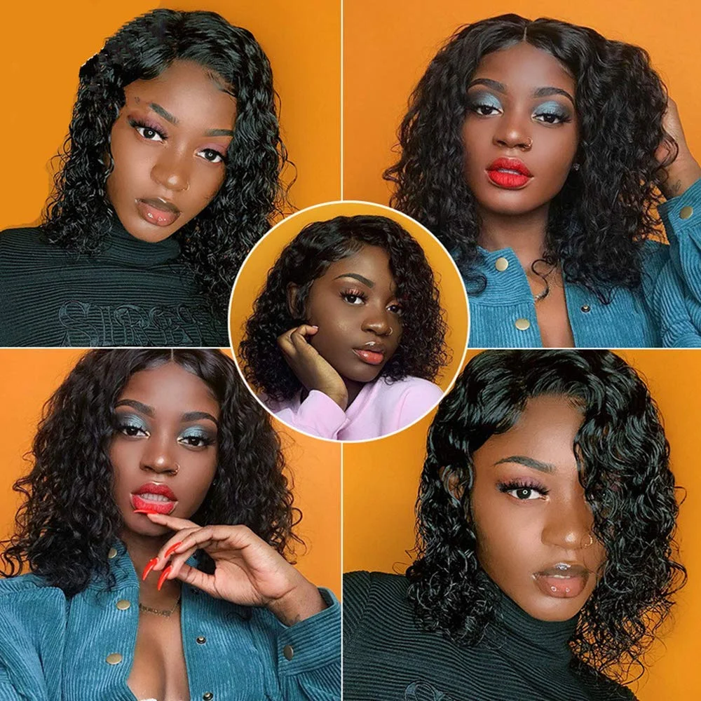 Jewtribute Hair®|Density Brazilian Remy Curly Bob Wig Lace 