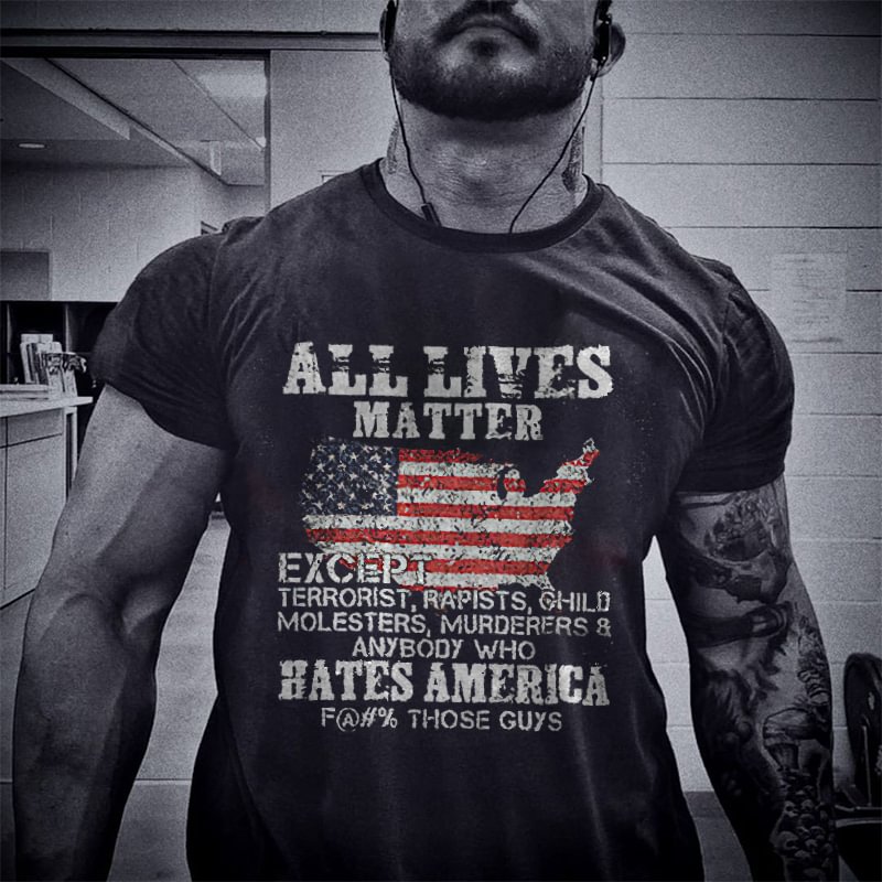 ALL LIVES MATTER flag print men's casual tees designer - Krazyskull