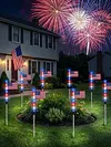 8Pcs American Flag Solar Stake Lights Weatherproof Garden Decorative Pole Flag Light Impact  Welcome Powered Outdoor Gardening Light for Outdoor Gardening Patio Yard