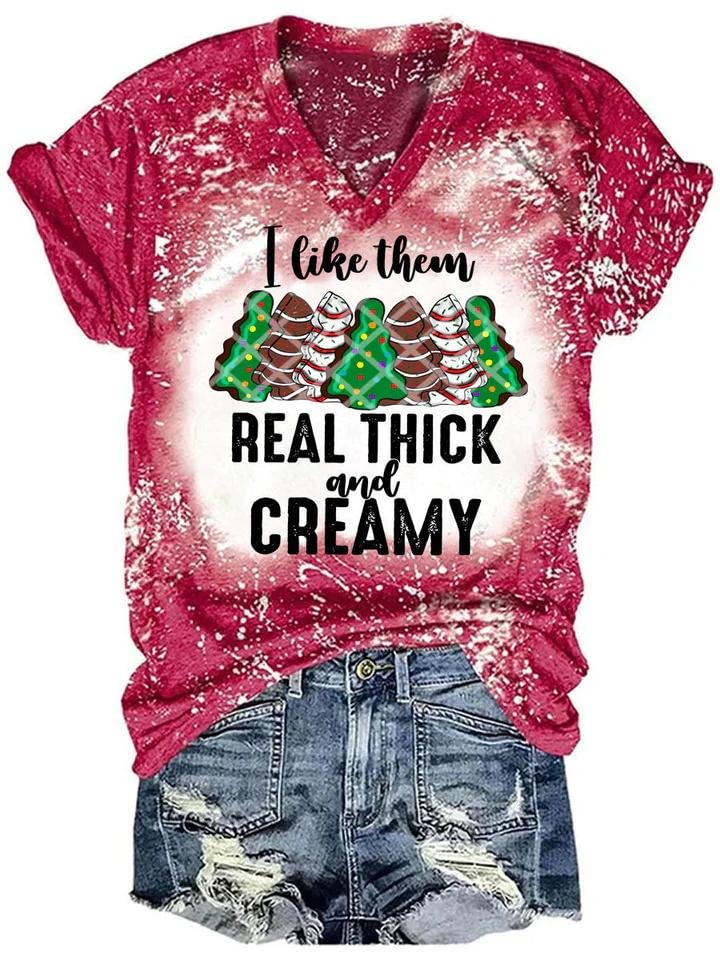 I Like Them Real Thick And Creamy Tie Dye V-neck T-Shirt