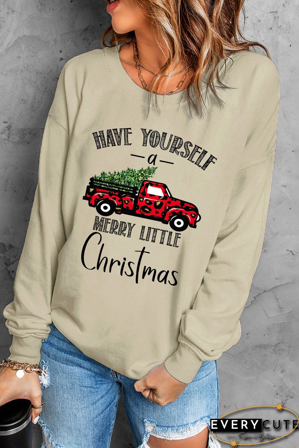 Khaki Have Yourself a Merry Little Christmas Sweatshirt