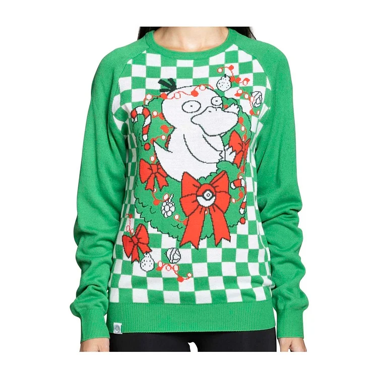 Psyduck Holiday Green Knit Sweater - Adult