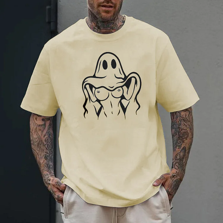 Naughty Ghost Sexy Boobs Graphic Print T-Shirt