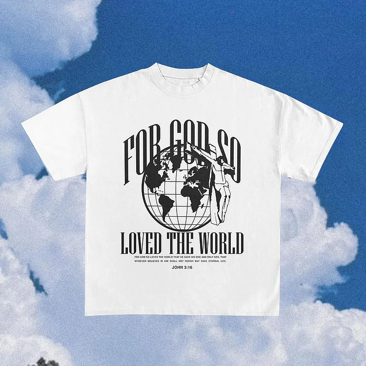 Vintage For God So Loved The World Graphic 100% Cotton Short Sleeve T-Shirt