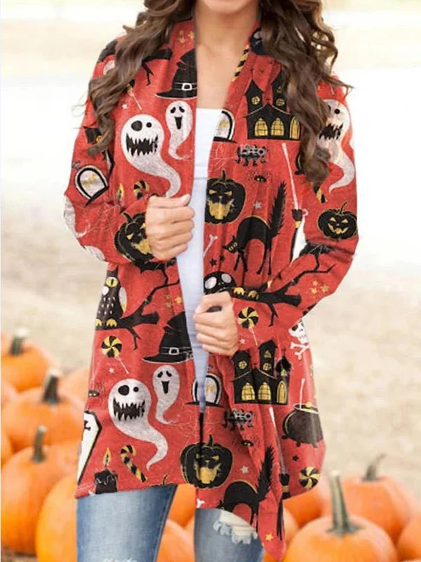 Halloween Red Ghost Casual Cardigan Jacket