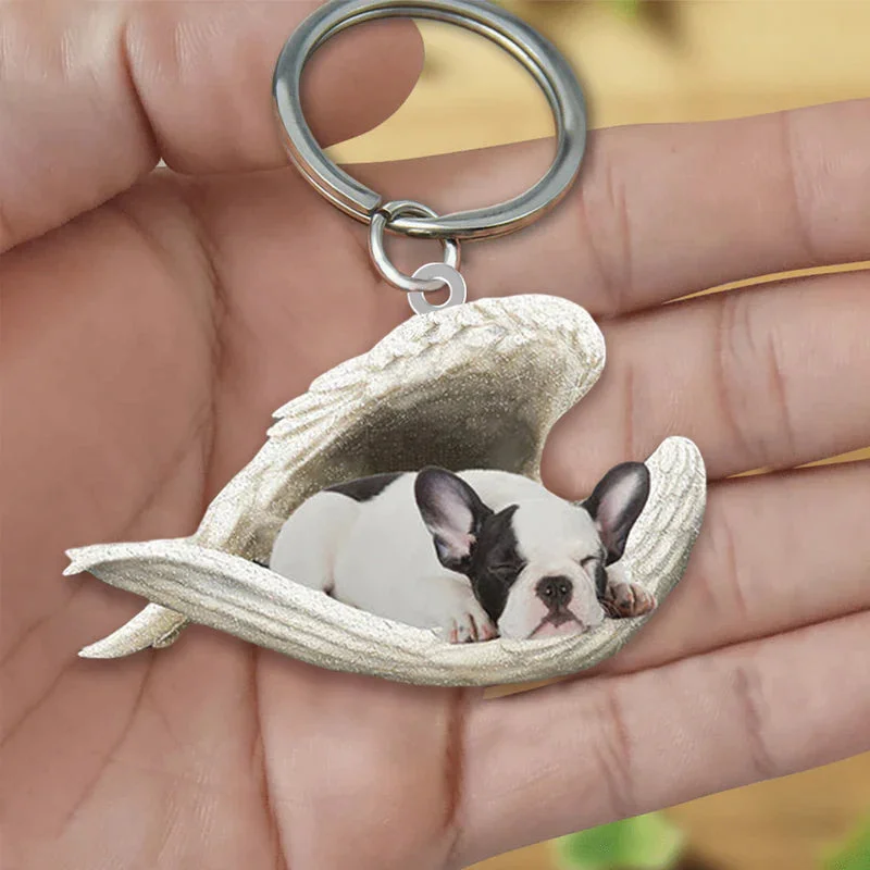 VigorDaily Sleeping Angel Acrylic Keychain French Bulldog2