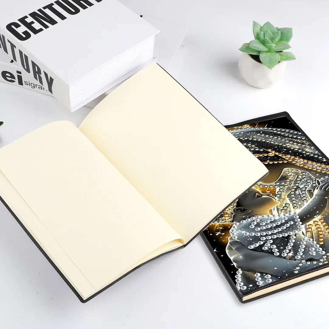 5D DIY Rhinestone Art Painting Notebook Kit for Holiday Birthday Gift (Lady)