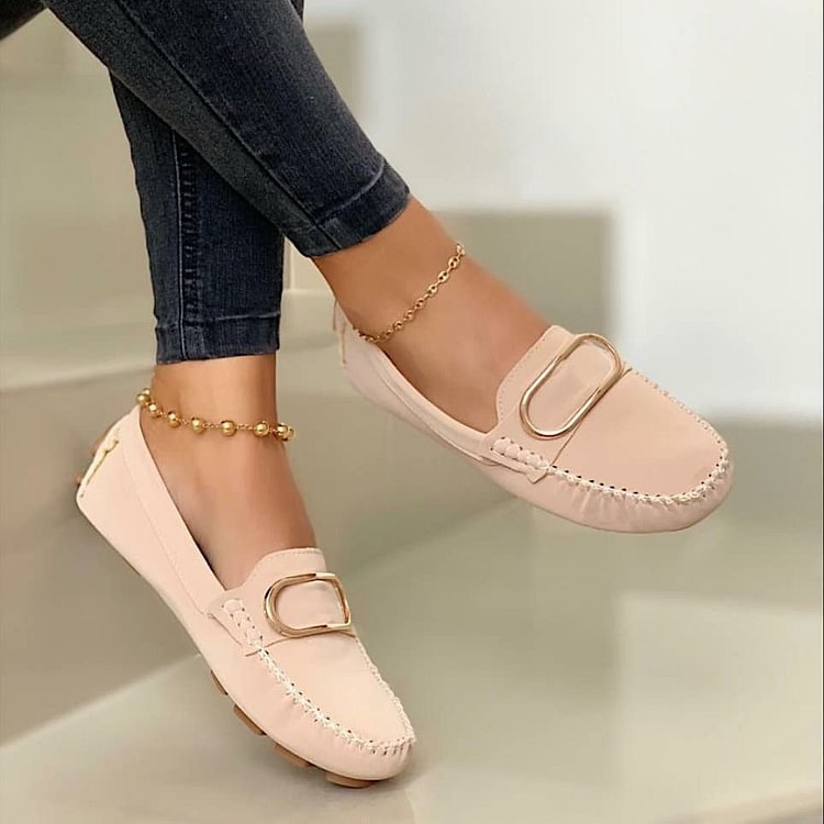 Women's Comfy Metallic Detail Flat Shoes