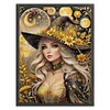 Black And Gold Witch-14CT Stamped Cross Stitch 40*53cm/15.75*20.87in