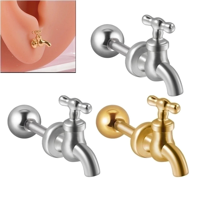 1 Piece Novelty Minimalist Faucet Plating 304 Stainless Steel Resin Resin 18K Gold Plated Ear Studs