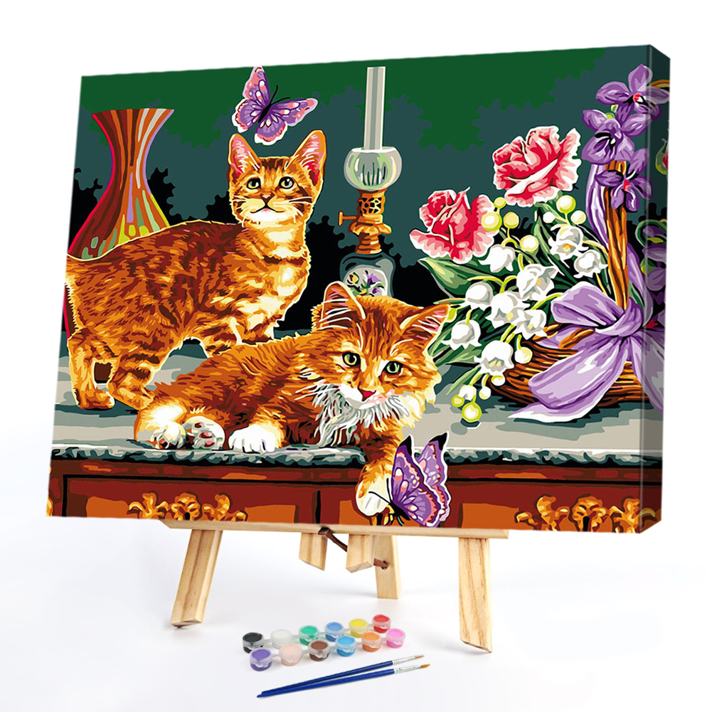 

40*50CM Paint By Numbers-Playing Cat, 501 Original