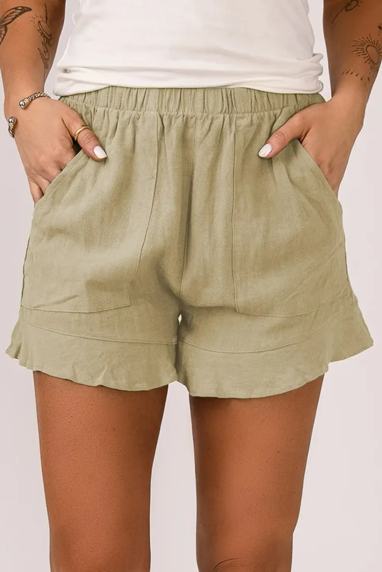 apricot ruffle shorts
