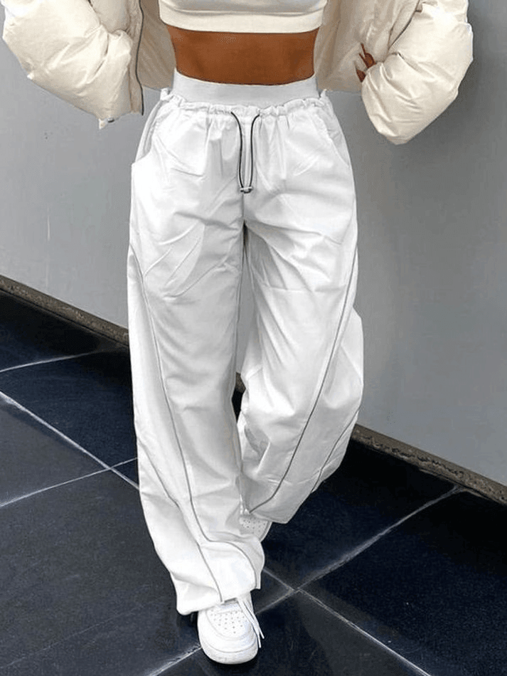 Brownm Hip Hop Pintuck Detail Baggy Parachute Pants