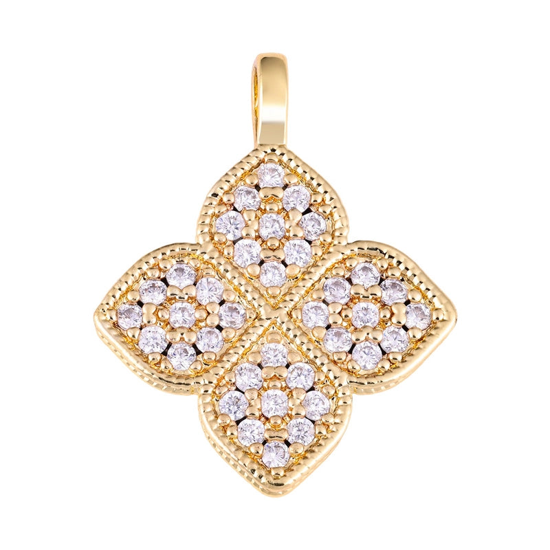 1 Piece Copper Zircon Four Leaf Clover Round Heart Shape Pendant Jewelry Accessories