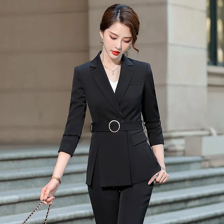 Women Pants Suit Uniform Designs Formal Style Office Lady Bussiness Attire White Business Suit Coat Spring and Autumn Slim Fit Suit