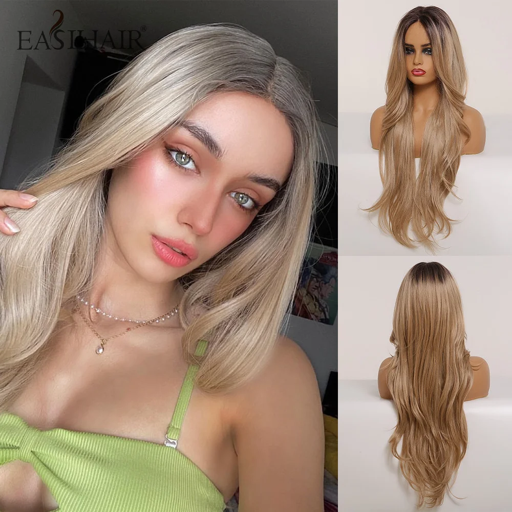 Long Wigs Wavy Hair Blonde Daily Style ELCNEPAL