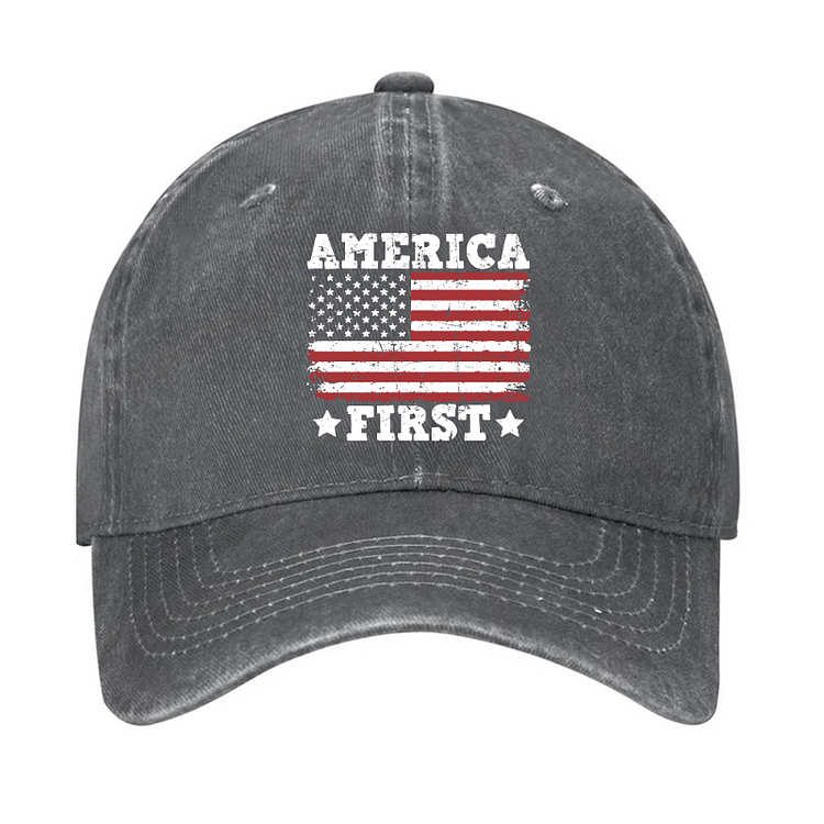 America First With USA Flag Print Hat