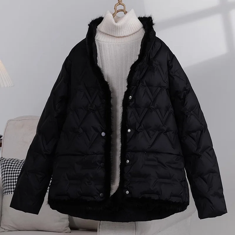 Woherb Mink Wool Down Jacket Female 2024 Winter Fashion New Chinese Style Design Feeling Pressure Glue Foreign Style Small White Duck Down Coat-Outfit Ideas