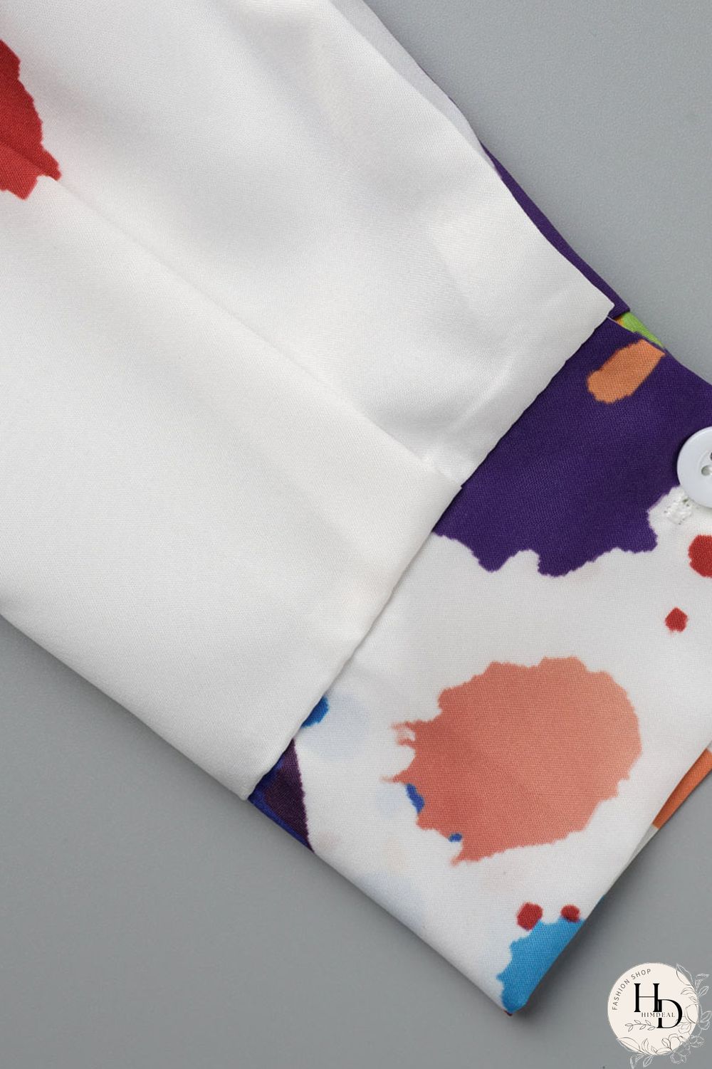 Black Pink Casual Print Patchwork Slit Turndown Collar Tops