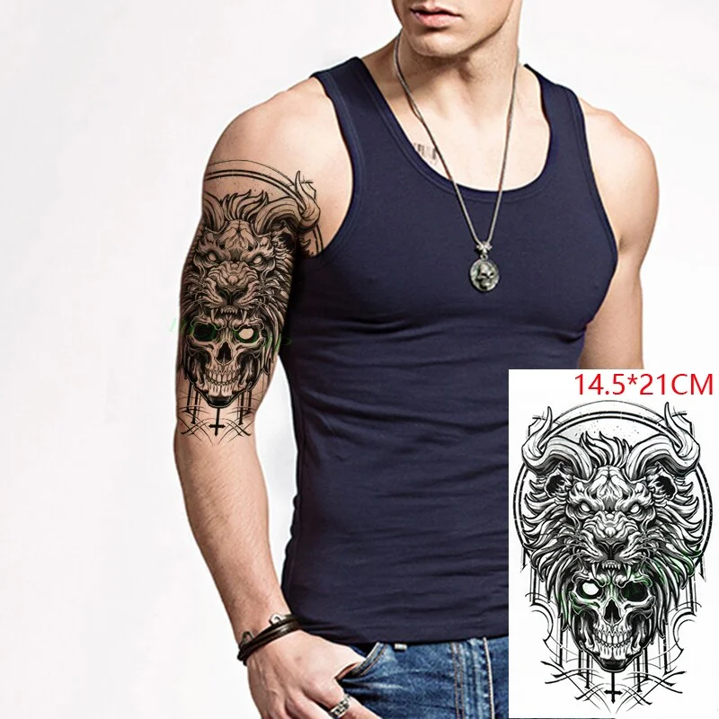 Sdrawing Temporary Tattoo Sticker Red Rose Dragon Lion Tiger Animal Tatto Stickers Flash Tatoo Fake Tattoos for Men Women