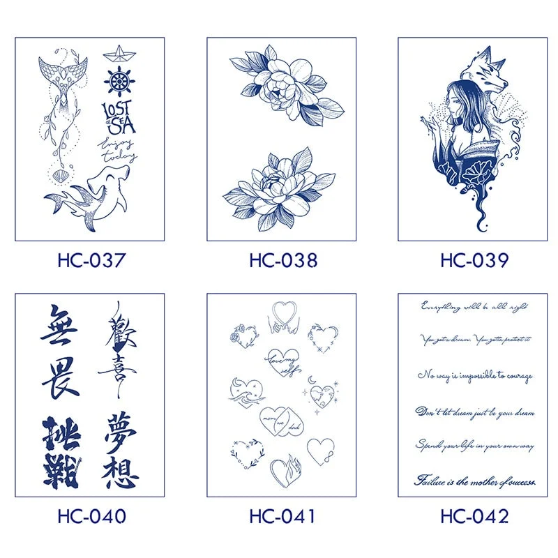 Flower Butterfly Animal Art Festival Comic Text Waterproof Full Body Arm Natural Temporary Tattoo For Men and Women