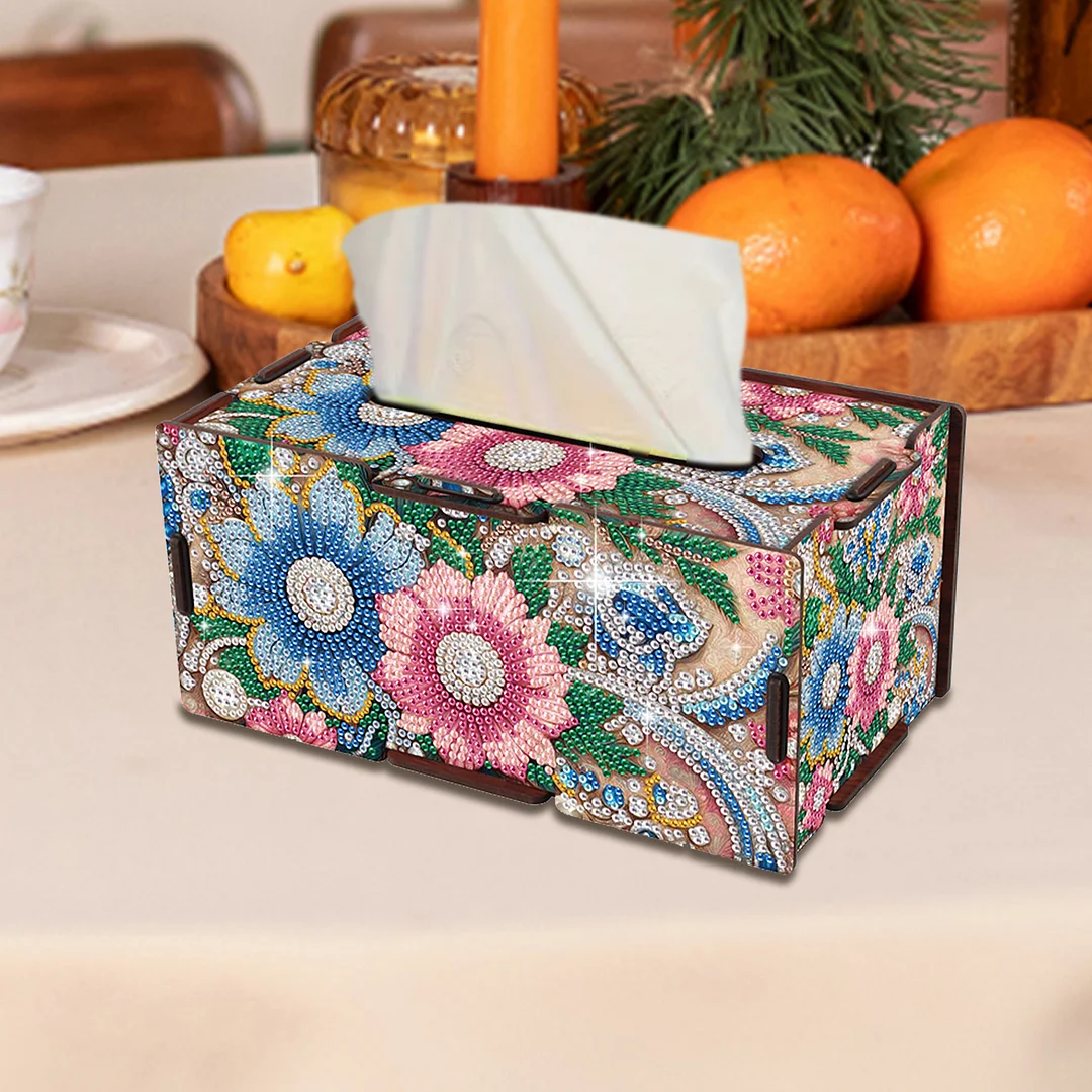 Wooden Diamond Painting Tissue Box for Home and Office Decoration (ZJH041)