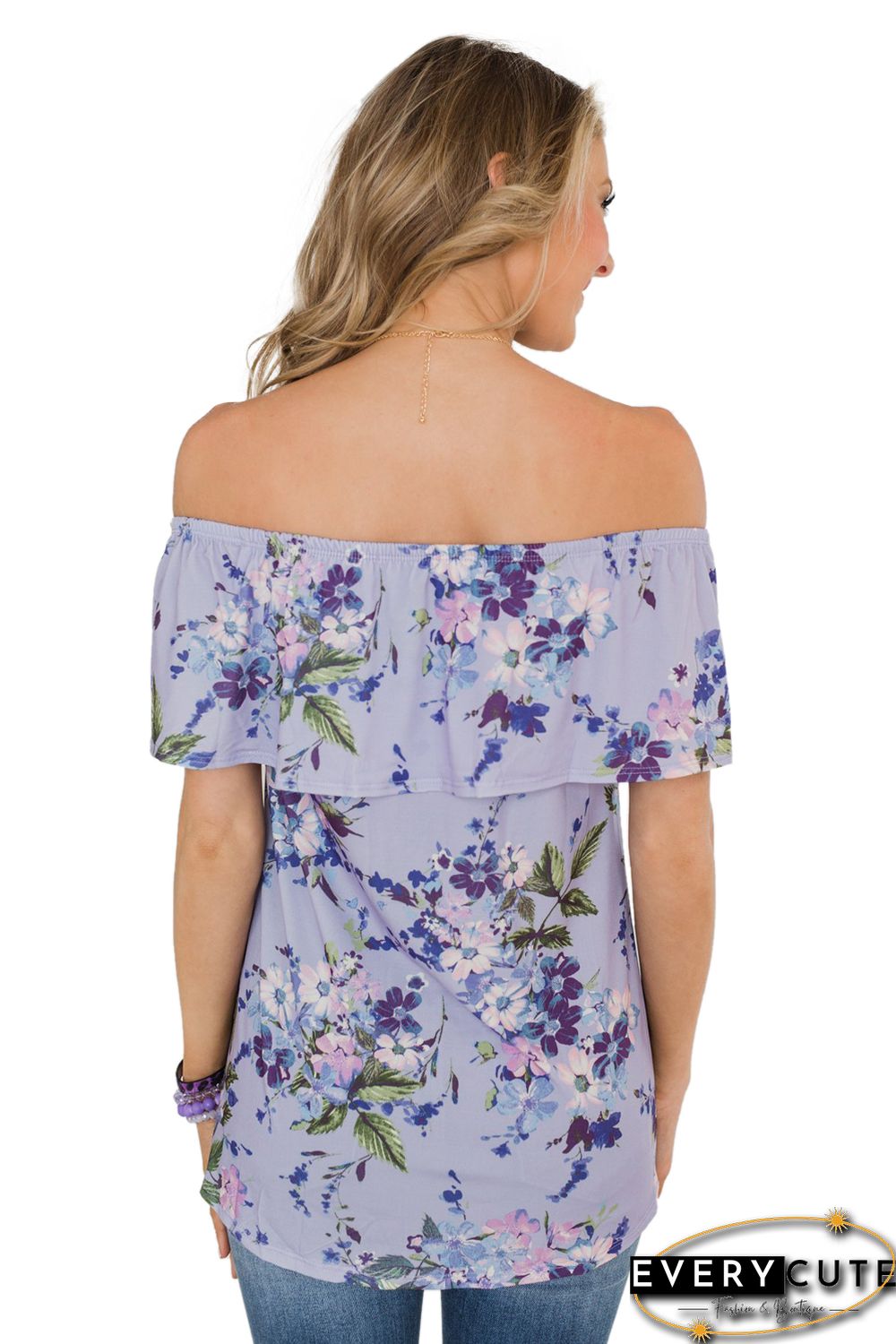 Purplet Grow with Me Off The Shoulder Floral Top