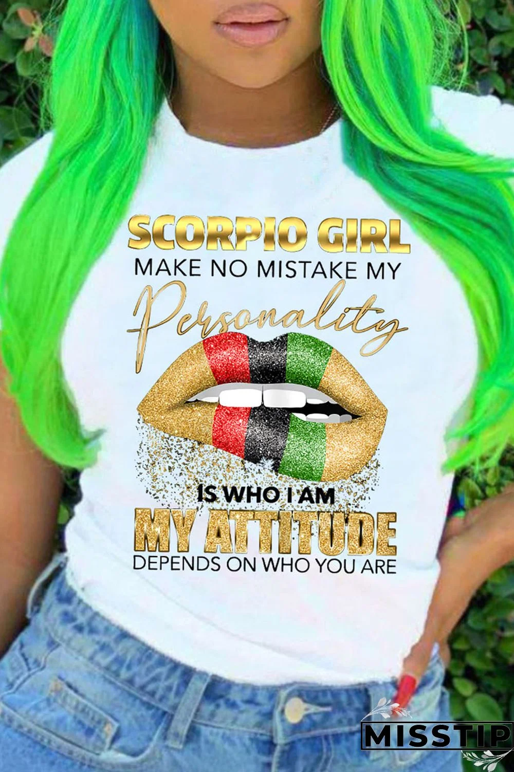 Colour Fashion Casual Print Basic O Neck T-Shirts