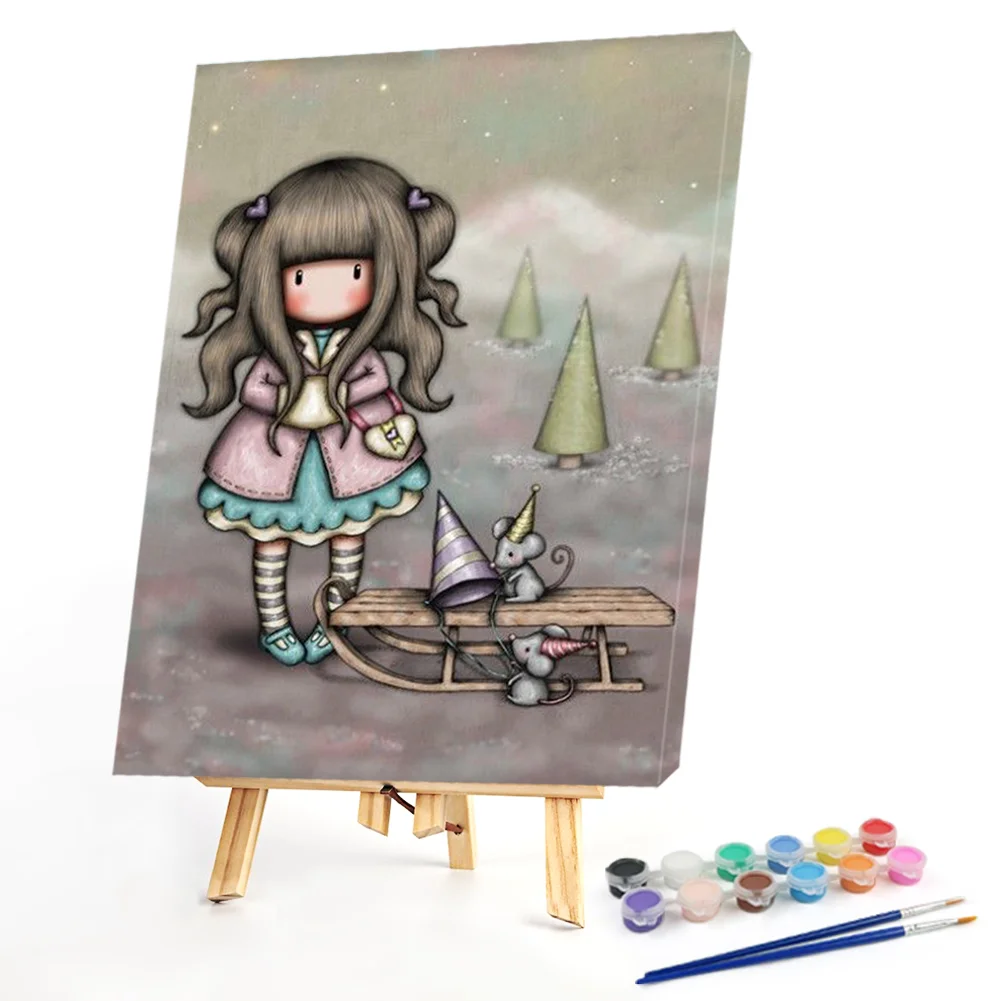 Girl and mouse - Paint By Numbers(50*40CM)