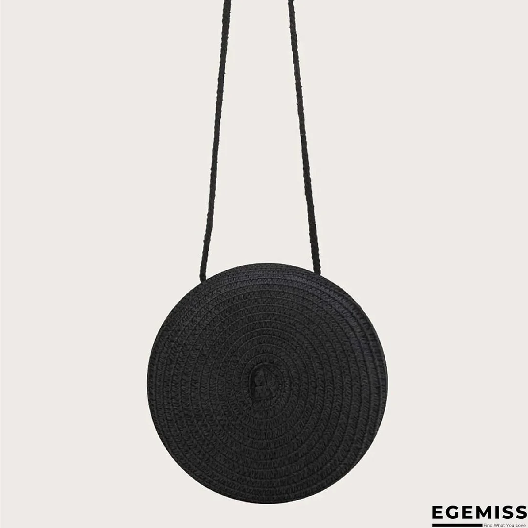 Mini Straw Woven Round Bag, Delicate Textured Crossbody Bag, Casual Holiday Summer Beach Shoulder Bag (6.3\ | EGEMISS