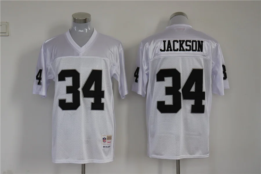 Men's Oakland Raiders Bo Jackson Mitchell & Ness White Legacy Replica Jersey