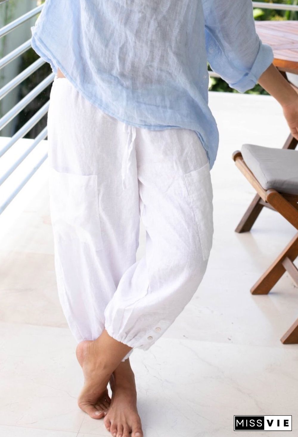 White Vintage Linen Pants