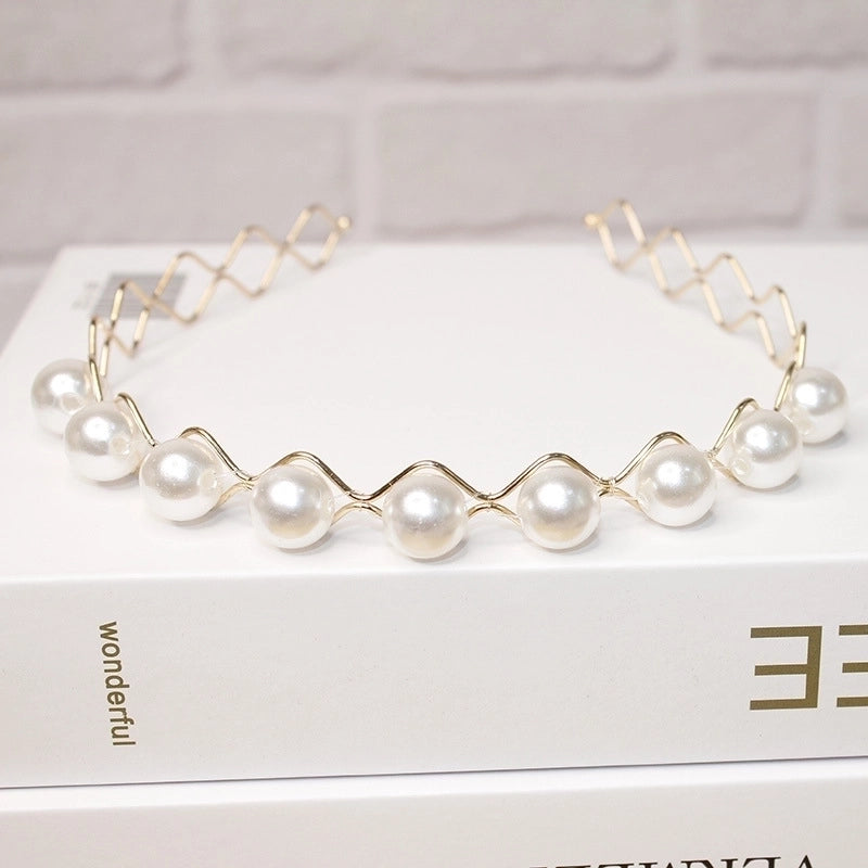 New Pearl Headband Women Korean Internet Celebrity Headband Hair Clip Women’s Simple Elegant Pressed Hair Clip Headwear