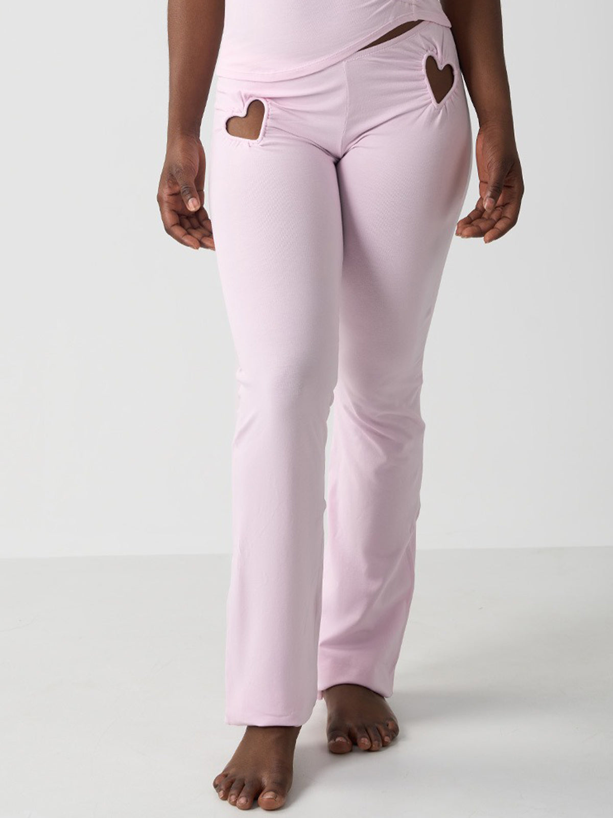 Heart Cutout Flared Pants