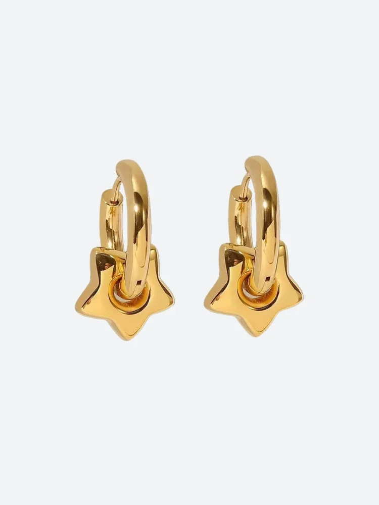 Brownm Star Heart Hoop Earrings