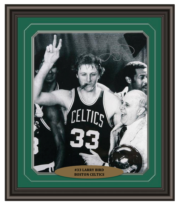 Larry Bird Signed & Framed Celtics 16x20 Bird COA