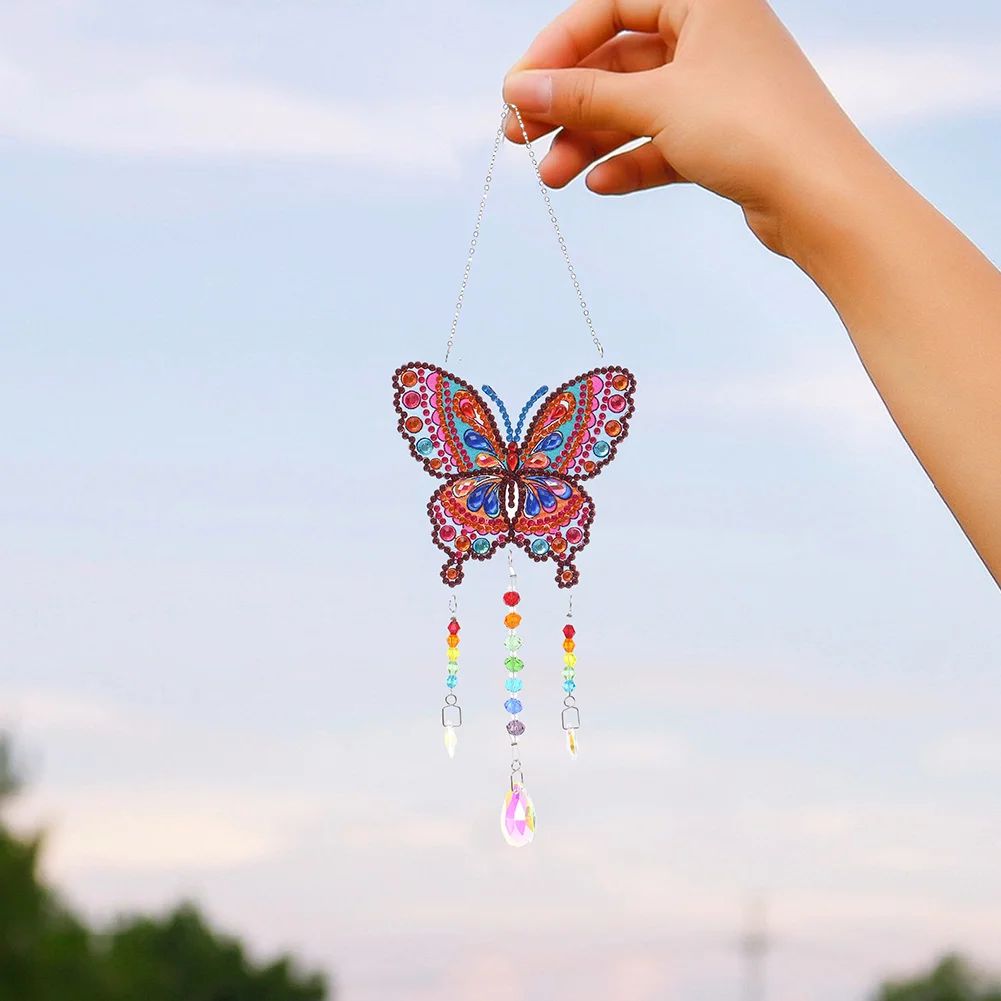 DIY Diamond Painting Light Catcher Hanging Crystal Wind Chime (Butterfly)