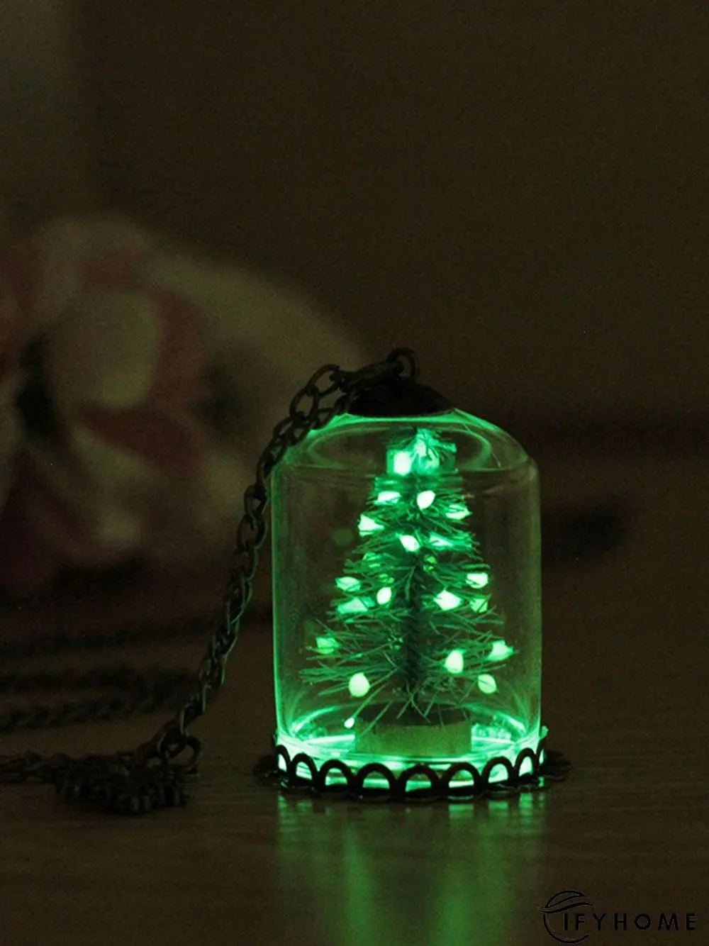 Christmas Tree Snow Glass Luminous Necklace Xmas Necklace | IFYHOME