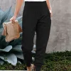 Gioiacombo&trade; Pantaloni casual a vita alta da donna in tinta unita