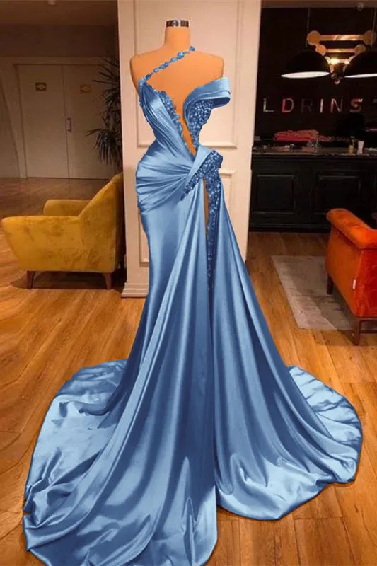 Mermaid Off-The-Shoulder Beadings Prom Dress with Front Split Sweetheart Dark Green