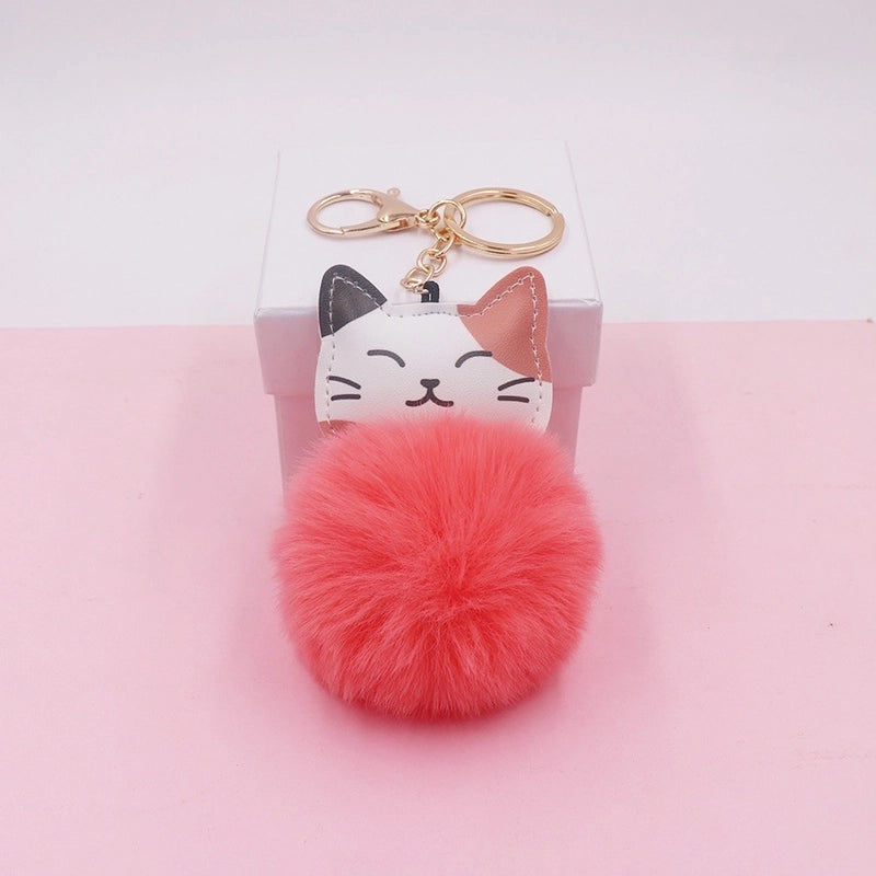 Cute Cat Alloy Plush Unisex Bag Pendant Keychain 1 Piece