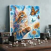 Framed Diamond Painting - Special Shaped - Cat and Butterflies (25x25cm)