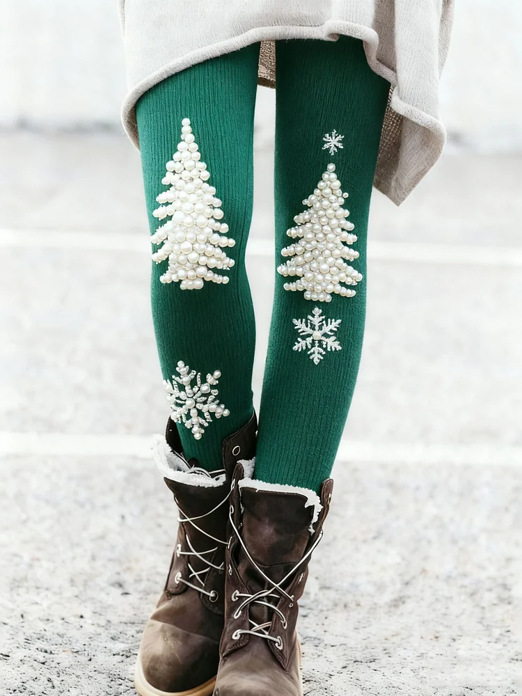 Women's Christmas Print Thermal Leggings-1107