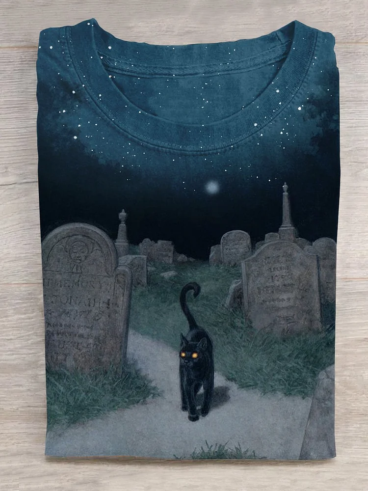 Mystic Black Cat Art T-shirt