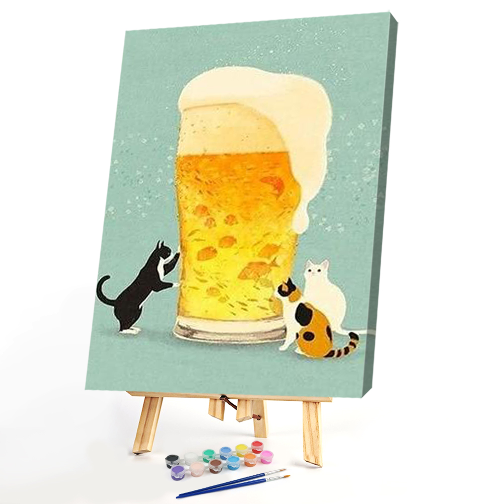 

40*50CM - Paint By Numbers - Beer Cats, 501 Original