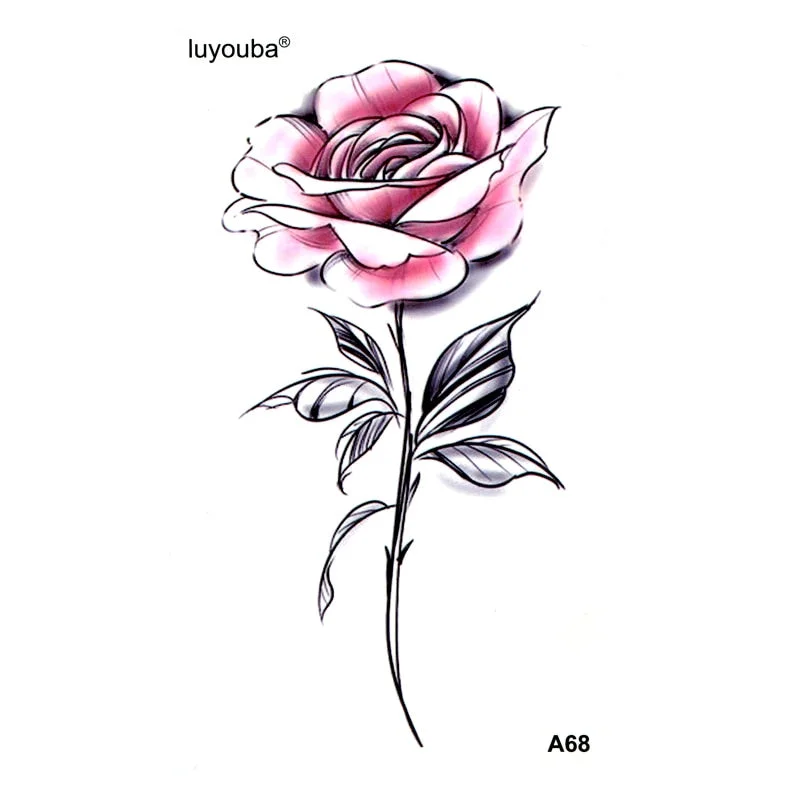 Pink Rose Waterproof Temporary Tattoo Sticker Henna Tatoo Body Sticker Beauty Flower Fake Tattoo The Flash Tatuajes Temporales