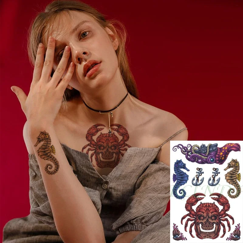 Waterproof Temporary Tattoo Sticker Halloween cool Tribal totem fake tatto Sex flash tatoo tatouage Stickers for girl women men