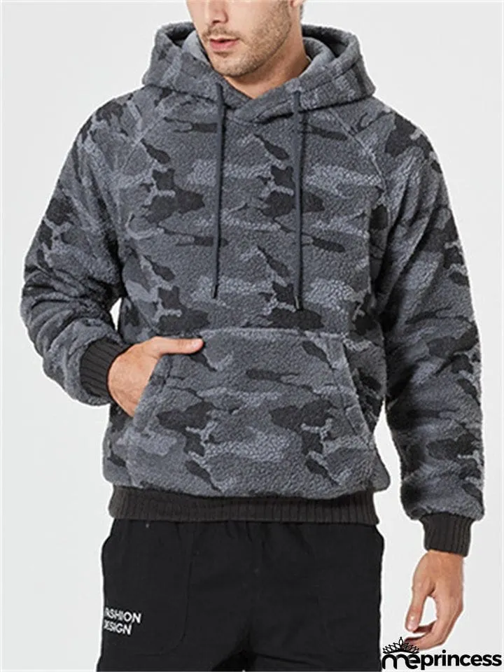 Men's Casual Hooded Camouflage Print Loose Winter Sweatshirt