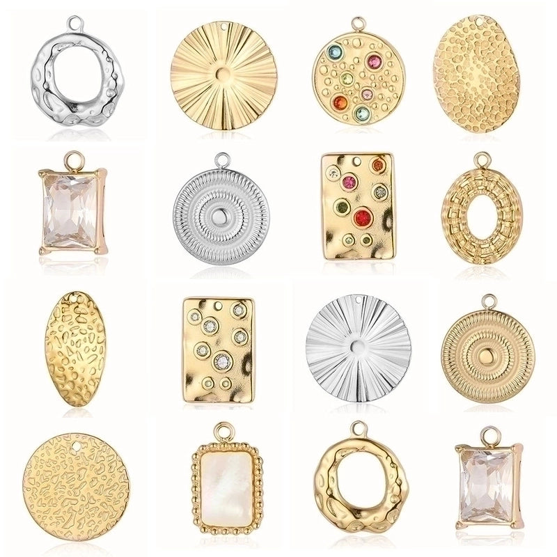 3 Pieces Retro Solid Color Stainless Steel Plating Inlay Rhinestones 18k Gold Plated Charms Jewelry Accessories